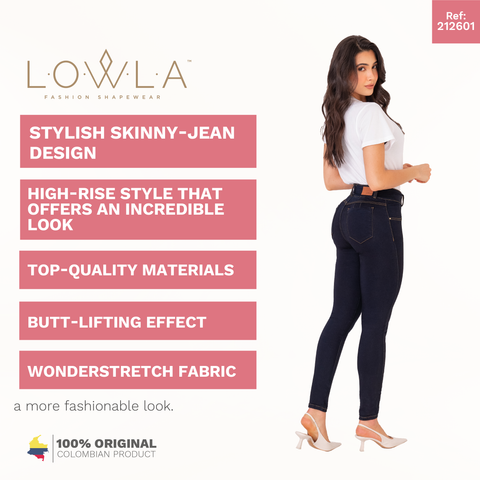 LOWLA 212601 | High Rise Butt Lift Skinny Colombian Jeans Colombianos with Removable Pads