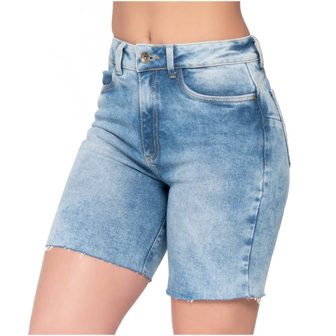 Butt Lifter High Waisted Shorts Denim Distressed Jeans for Women Lowla 232361-9-Shapes Secrets Fajas