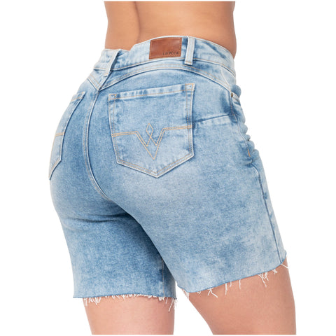 Butt Lifter High Waisted Shorts Denim Distressed Jeans for Women Lowla 232361-10-Shapes Secrets Fajas