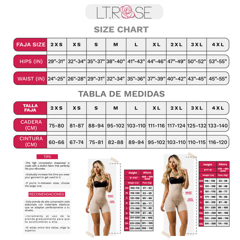 LT. Rose 20805 | Slimming Bodysuit Long Sleeve Body Briefer Faja For Women