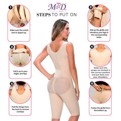 Post-Surgery Liposuction and Slimming massages Faja with Closure system, Knee-length & Bathroom-Friendly Design MYDF0879-7-Shapes Secrets Fajas