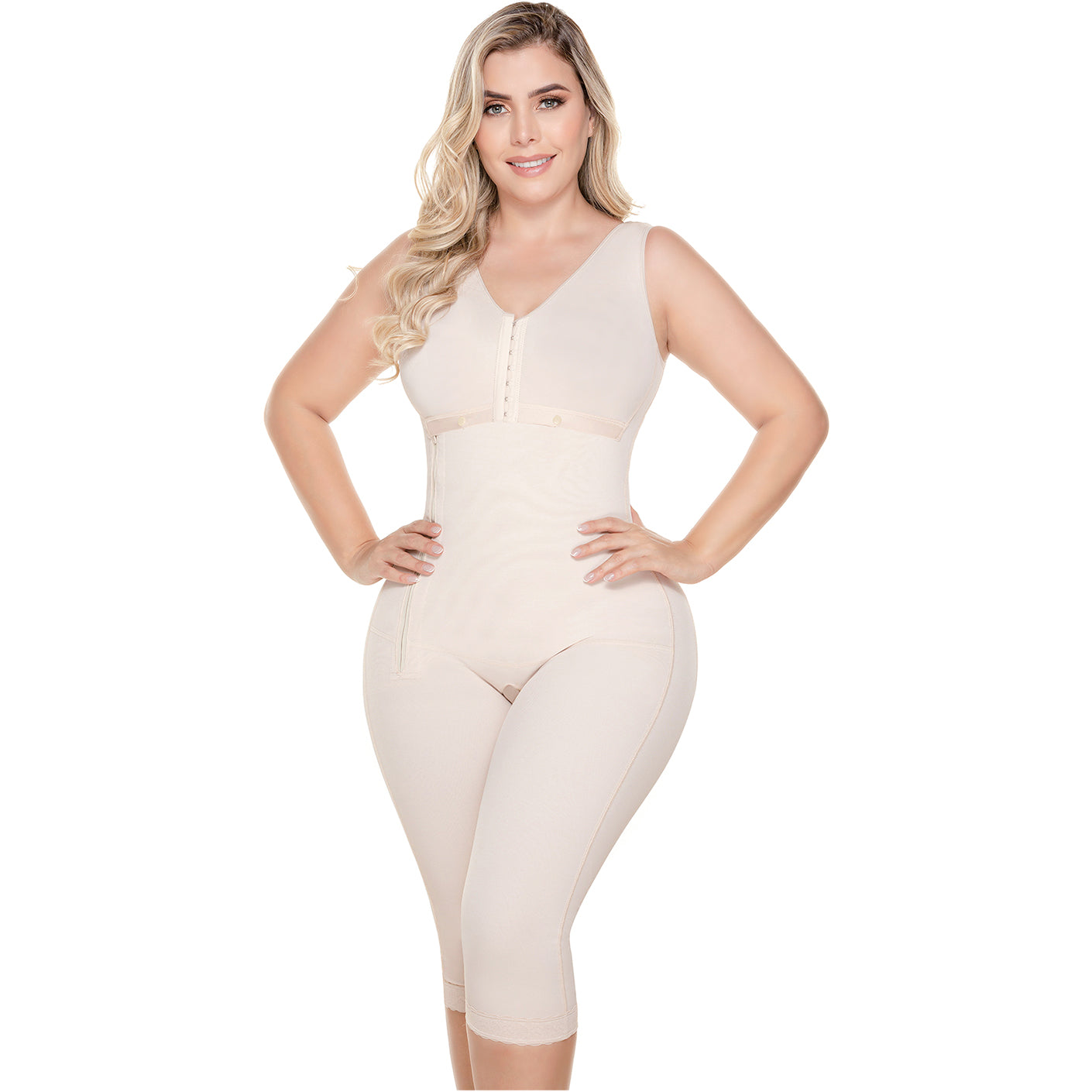 Shapewear With Sleeves Knee Length Bodysuit Lipo Compression Postpartum  Recovery Body Shaper size XXXL Color Pink