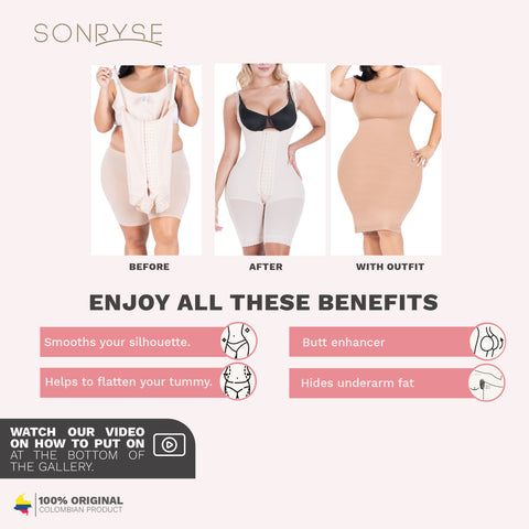 SONRYSE 048BF | Post Surgery and Pospartum Open Bust Shapewear Fajas Colombianas | Powernet-7-Shapes Secrets Fajas