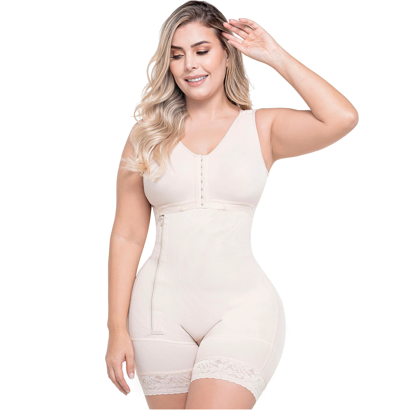 Postpartum C-Section and Post-Surgery BBL Support with Built-in Bra, High Back & Medium Compression Fajas Sonryse 053ZL-1-Shapes Secrets Fajas