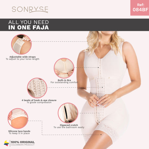 Fajas Sonryse 084 | Postpartum Colombian Girdle with Bra | Stage 2 Post Surgery Body Shaper-6-Shapes Secrets Fajas