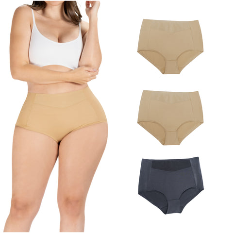 Daily Use Under Wear 3-Pack Seamless Slim Panties Shapewear High Waist Sonryse SP645NC-4-Shapes Secrets Fajas