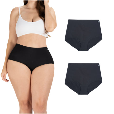 Daily Use Under Wear 2-Pack Tummy Control Mid Rise Shapewear Seamless Shaping Panties Sonryse SP620NC-6-Shapes Secrets Fajas