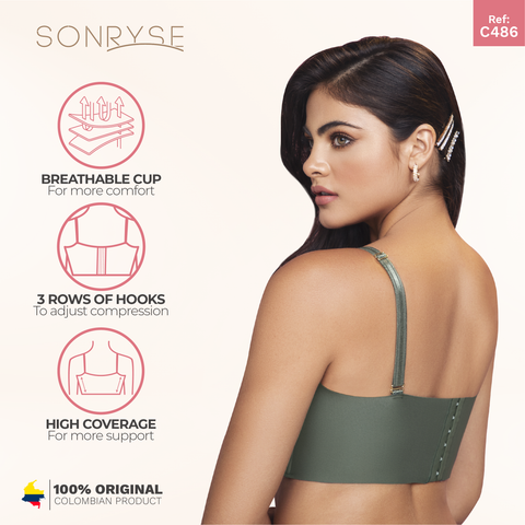 Daily Use Bra Breathable full cups, Flexible side bones &The straps are removable Sonryse C486-11-Shapes Secrets Fajas