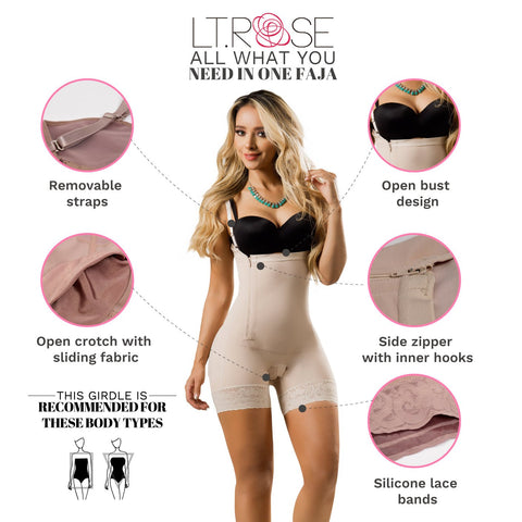 Everyday Use & Postpartum Girdle Open Bust Mid Thigh Butt Lifters Fajas Laty Rose 21111-4-Shapes Secrets Fajas