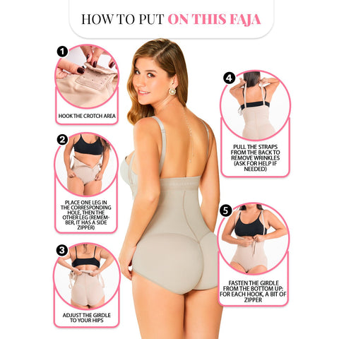 Fajas Diane & Geordi 2405F | Womens Butt Lifting Shapewear | Strapless Bodysuit Girdle for Postpartum and Daily Use-5-Shapes Secrets Fajas